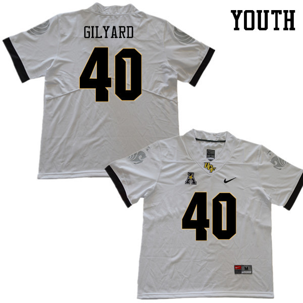 Youth #40 Eriq Gilyard UCF Knights College Football Jerseys Sale-White - Click Image to Close